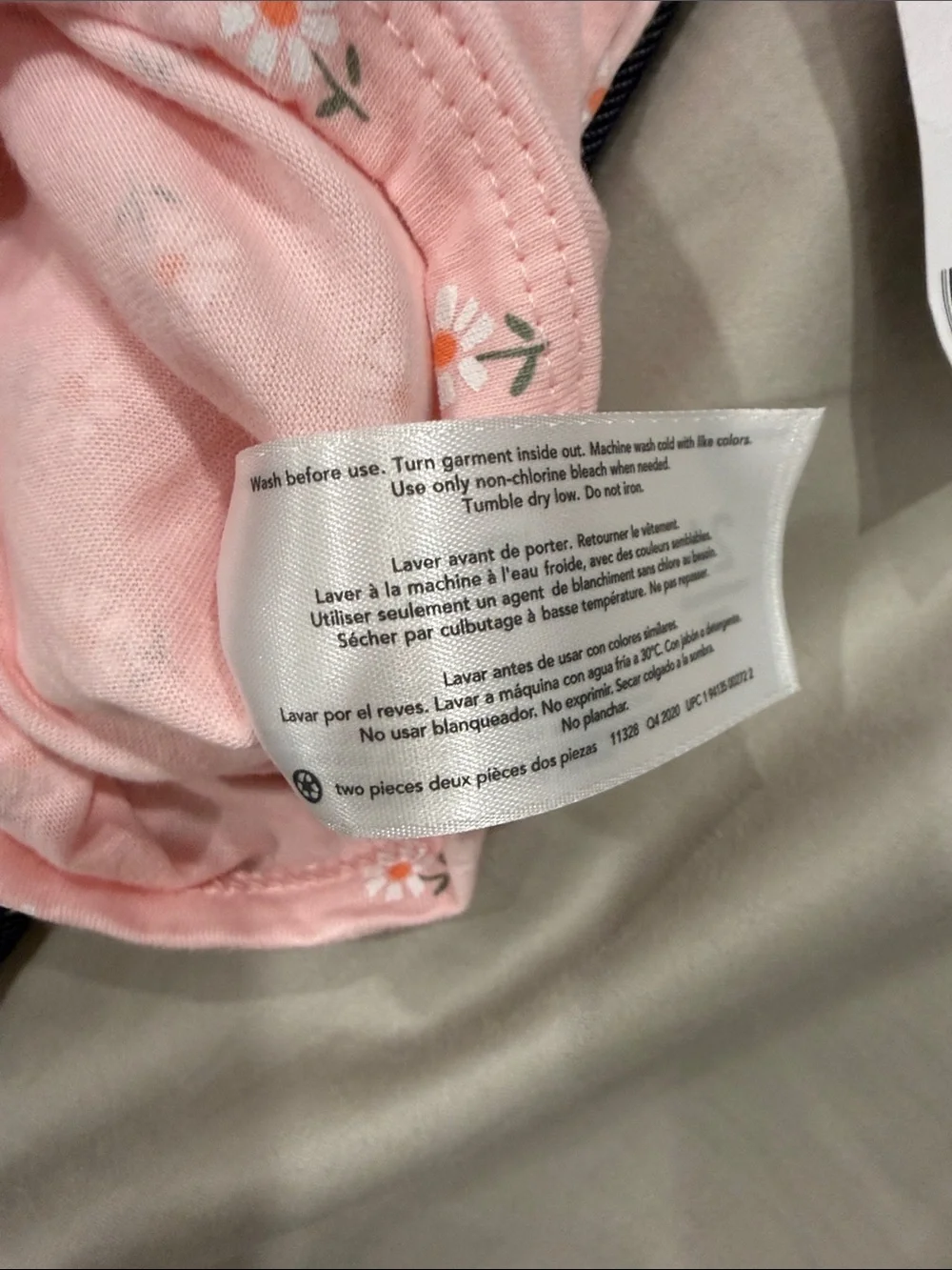 NWT - Carter's Pink 'Happy' Peplum Bodysuit with Navy Leggings (2pcs Set)